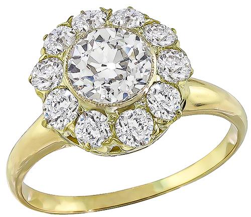 Victorian Old European Cut Diamond 14k Yellow Gold Engagement Ring