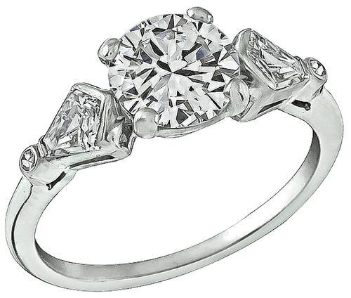 1920s Round Brilliant Cut Diamond Platinum Engagement Ring