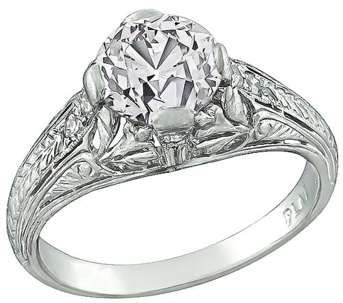 Edwardian Old European Cut Diamond Platinum Engagement Ring