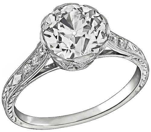 Edwardian Old European Cut Diamond Platinum Engagement Ring