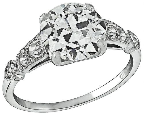 1920s Round Cut Diamond Platinum Engagement Ring