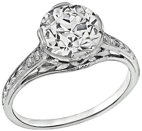 Edwardian Old Mine Cut Diamond Platinum Engagement Ring