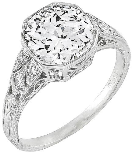 Edwardian Round Brilliant Cut Diamond Platinum Engagement Ring