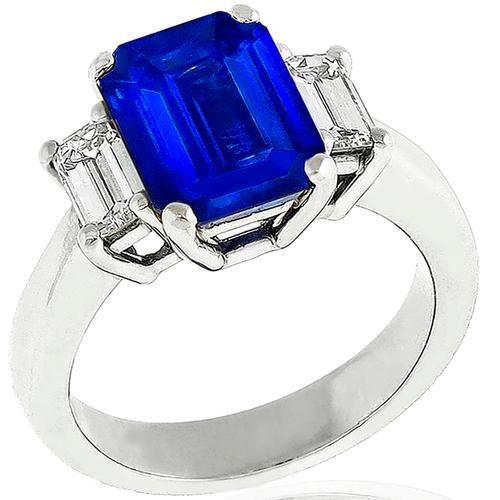 3.28ct Ceylon Sapphire 0.50ct Diamond Platinum Ring