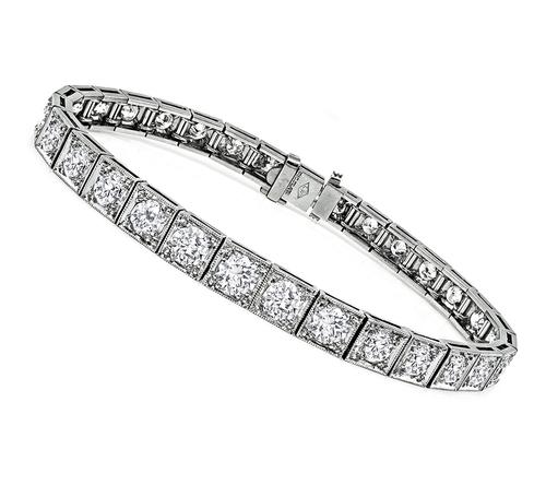 Vintage Old Mine Cut Diamond Platinum Bracelet