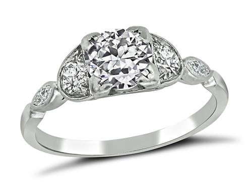 Round Cut Diamond 14k White Gold Engagement Ring