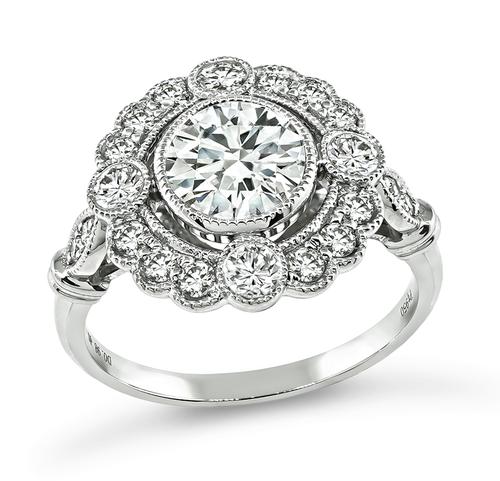 Round Cut Diamond Platinum Engagement Ring