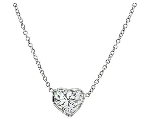 Heart Shape Diamond 14k White Gold Pendant Necklace
