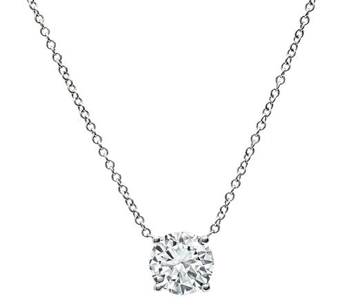 Round Cut Diamond 14k White Gold Pendant Necklace