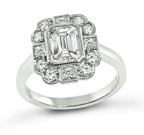 Emerald Cut Diamond Platinum Engagement Ring