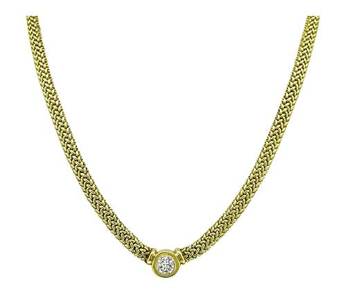 Round Cut Diamond 14k Yellow Gold Necklace