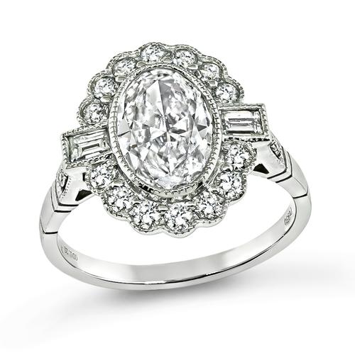 Oval Cut Diamond Platinum Engagement Ring
