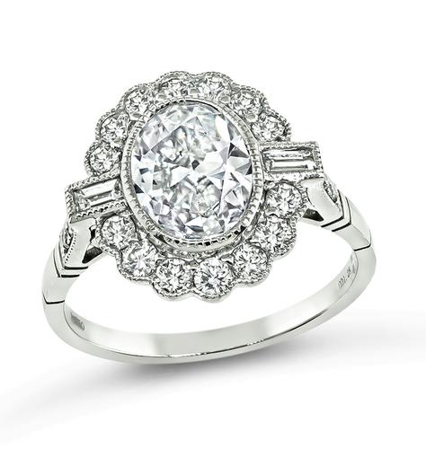 Oval Cut Diamond Platinum Engagement Ring