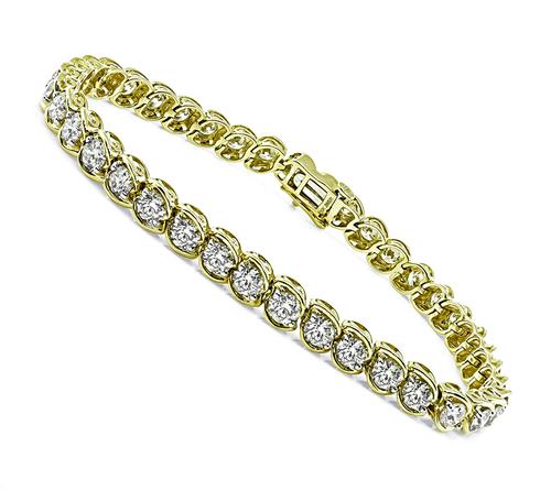 Round Cut Diamond 10k Yellow Gold Bracelet