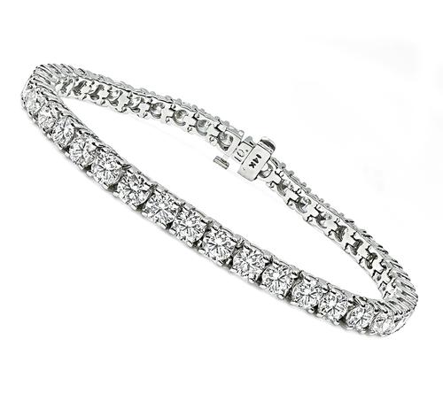 Round Cut Diamond 14k White Gold Tennis Bracelet