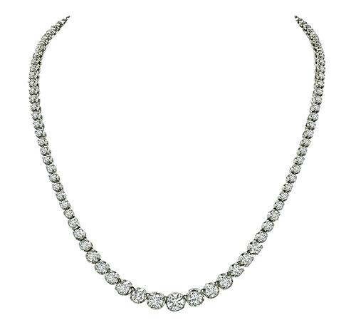 Round Cut Diamond 18k White Gold Necklace