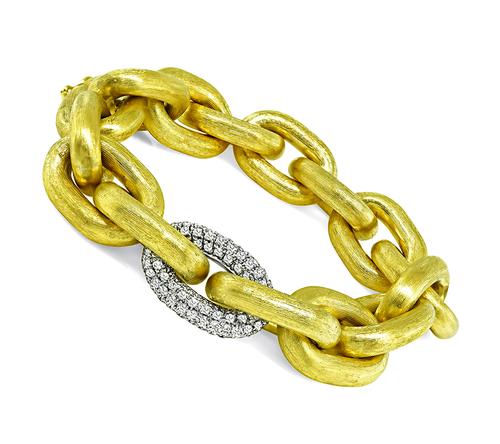 Round Cut Diamond 18k Yellow and White Gold Bracelet