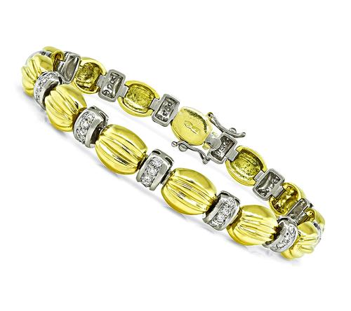 Round Cut Diamond 18k Yellow and White Gold Bracelet