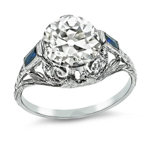 Edwardian Old Mine Cut Diamond Platinum Engagement Ring