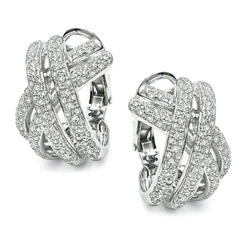 Round Cut Diamond 18k White Gold Earrings