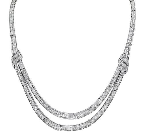 Baguette Cut Diamond Platinum Necklace