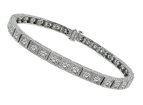 Round Cut Diamond 18k White Gold Bracelet