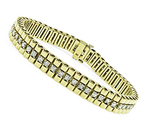 Round Cut Diamond 14k Yellow Gold Bracelet