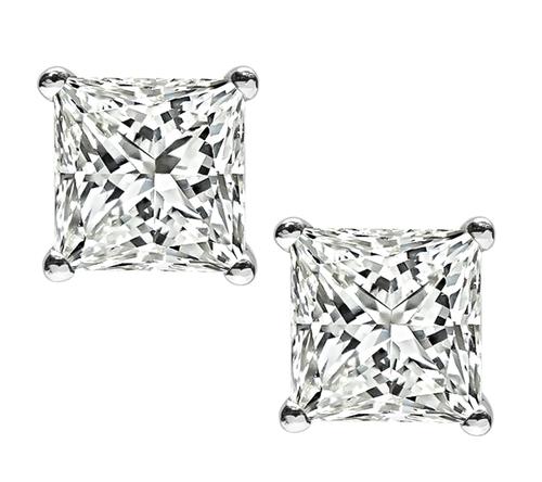 Princess Cut Diamond 14k White Gold Stud Earrings