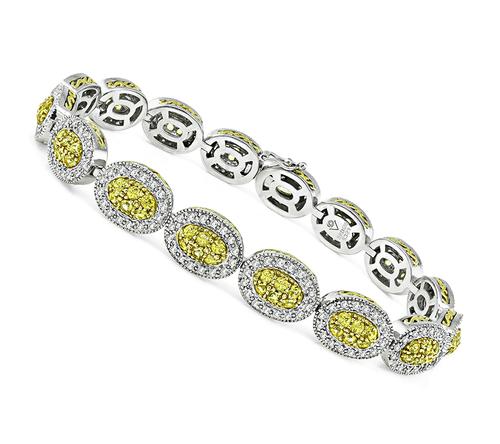 Round Cut Yellow Sapphire Round Cut Diamond 18k Yellow and White Gold Bracelet