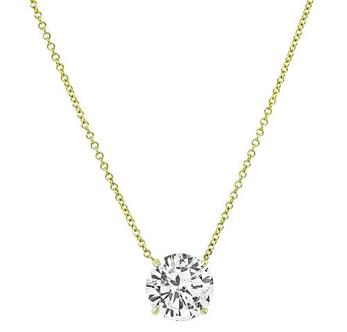 Round Cut Diamond 14k Yellow Gold Pendant Necklace