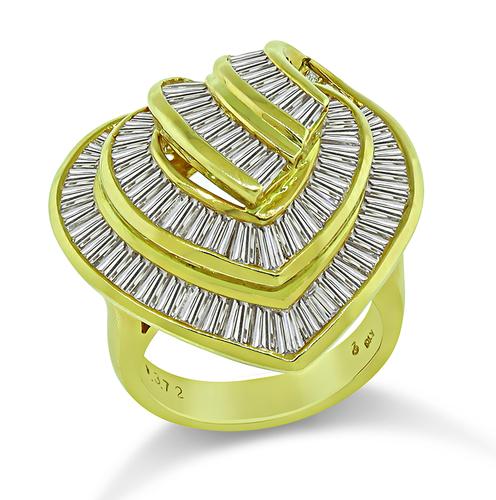 Baguette Cut Diamond 18k Yellow Gold Ring