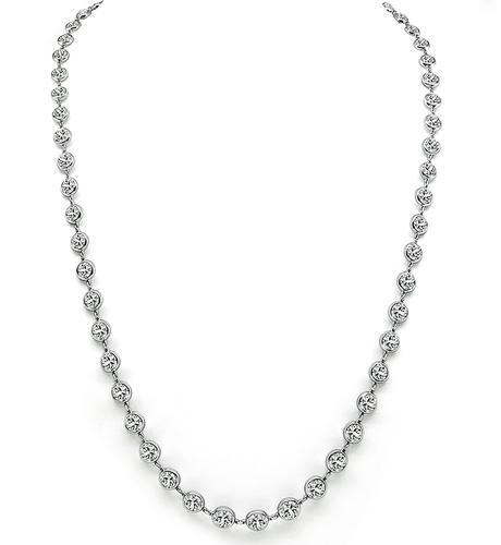 Old European Cut Diamond Platinum By The Yard Necklace