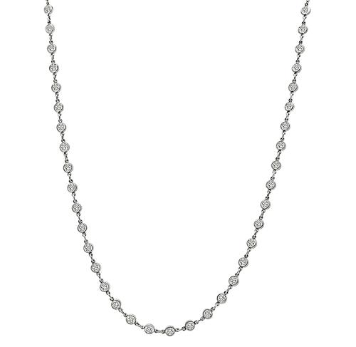 Round Cut Diamond Platinum By The Yard Necklace