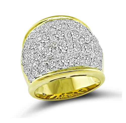 Round Cut Diamond 18k Yellow and White Gold Ring