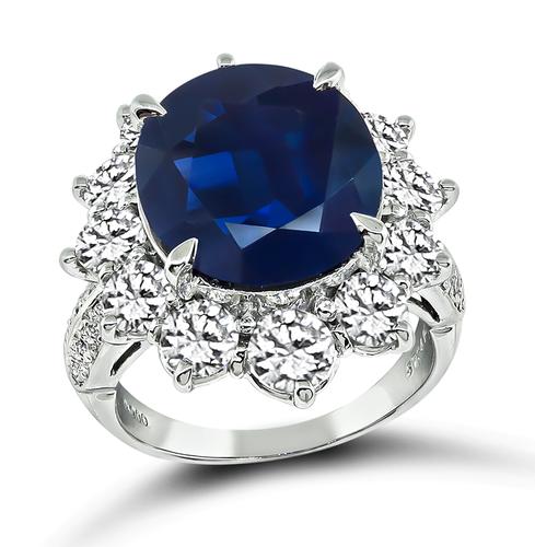 Oval Cut Sapphire Round Cut Diamond Platinum Engagement Ring