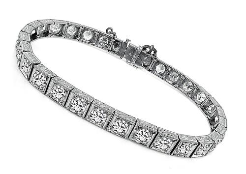 Old European Cut Diamond Platinum Bracelet