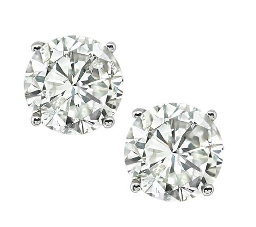 Round Cut Diamond 14k White Gold Studs Earrings