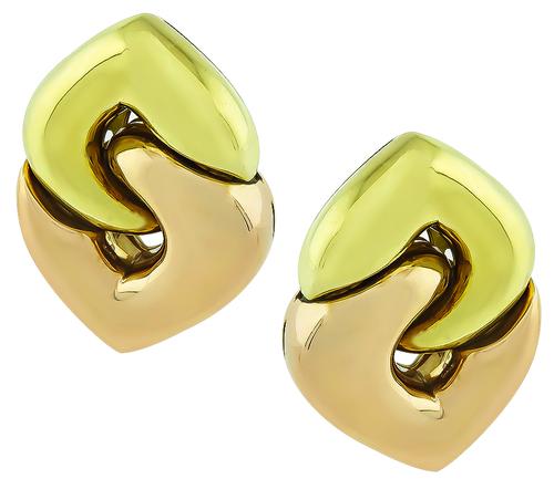 18k Two Tone Yellow and Pink Gold Bvlgari Earrings