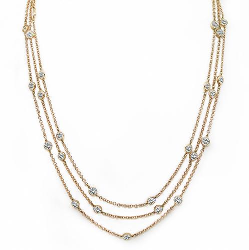Round Cut Diamond 14k Pink Gold By The Yard Necklace