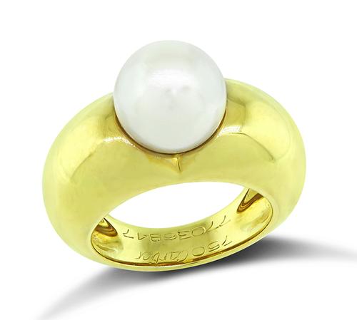 18k Yellow Gold Pearl Ring by Cartier