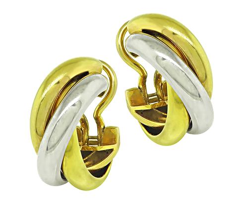 Two Tone 18k Yellow and White Gold Earrings by Cartier