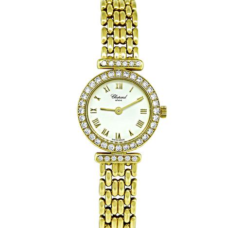 Round Cut Diamond 18k Yellow Gold Watch by Chopard