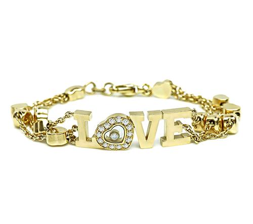 Round Cut Diamond 18k Yellow Gold Love Bracelet by Chopard