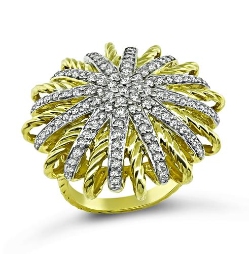 Round Cut Diamond 18k Yellow Gold Ring by David Yurman