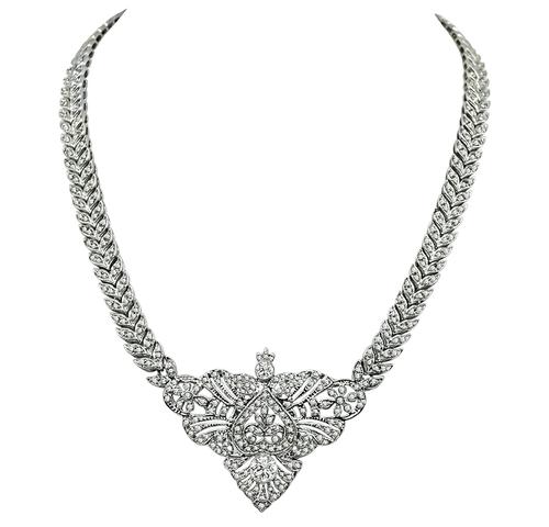 Round Cut Diamond 14k White Gold Necklace