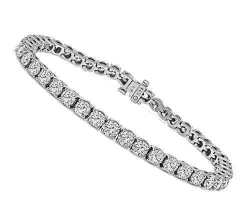 Round Cut Diamond 14k White Gold Tennis Bracelet