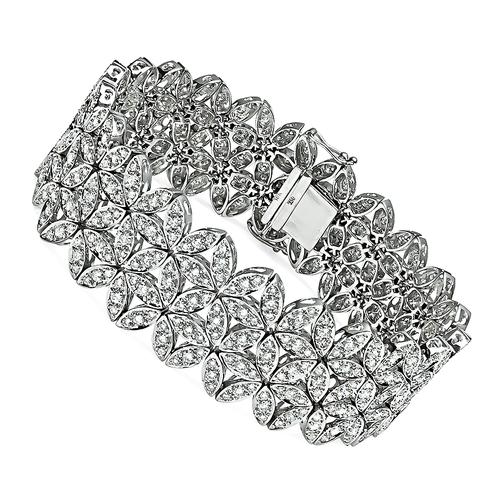 Round Cut Diamond 18k White Gold Bracelet