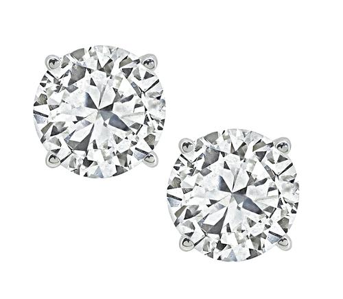 18k White Gold Round Cut Diamond Studs Earrings