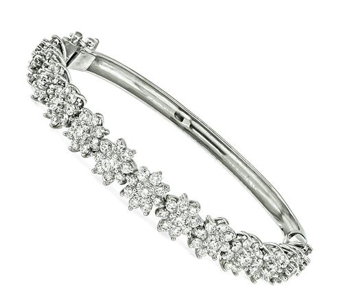 Round Cut Diamond Platinum Gold Bangle