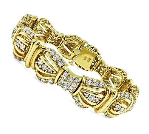 Round Cut Diamond 14k Yellow Gold Bracelet